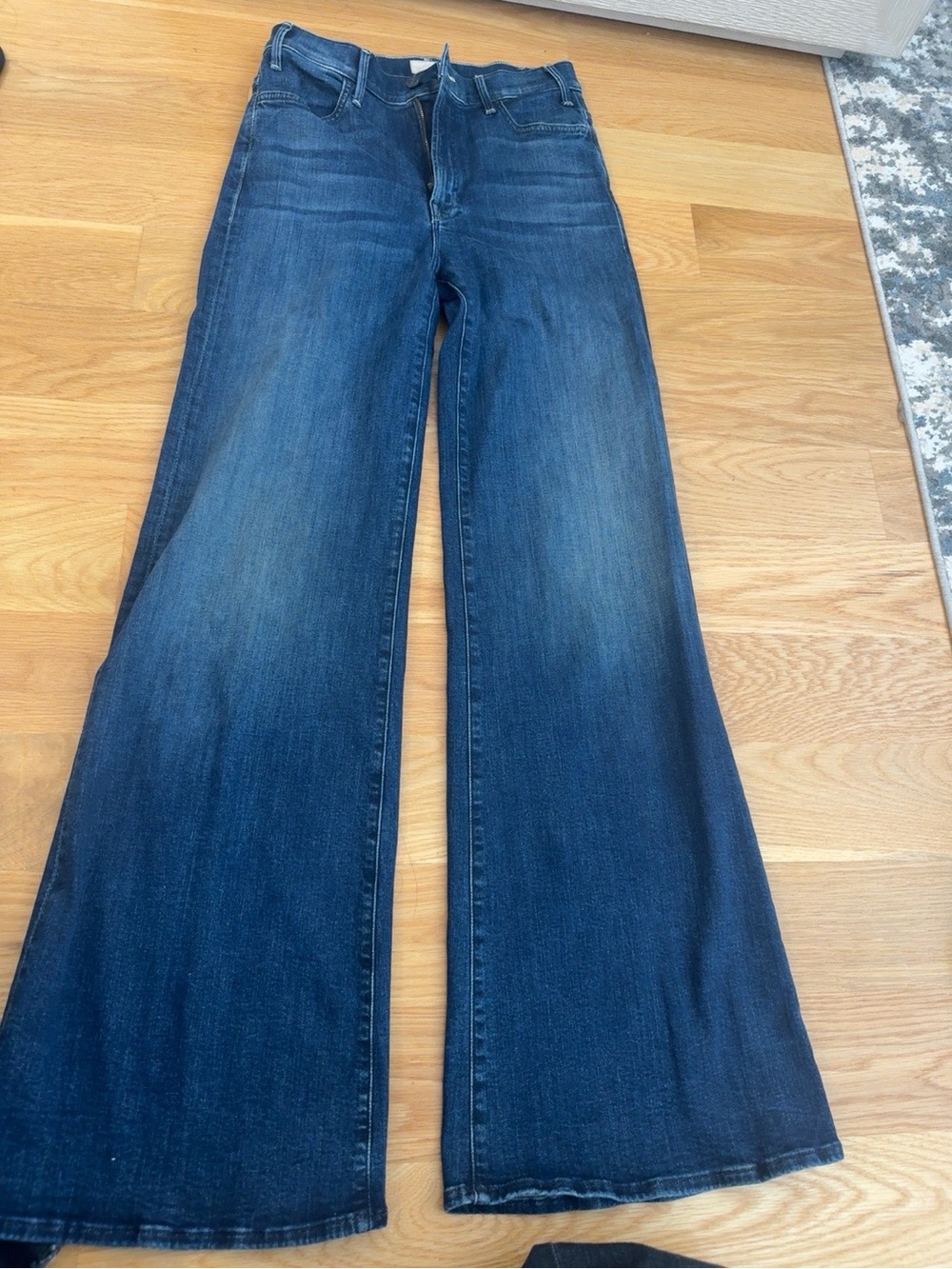 MOTHER Wide-Leg Flare Jeans in Deep Indigo